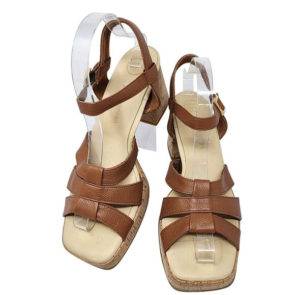 Paul Green Womens Brown Leather Cork Heel Sandals Size UK 7 US 9 - Picture 10 of 12
